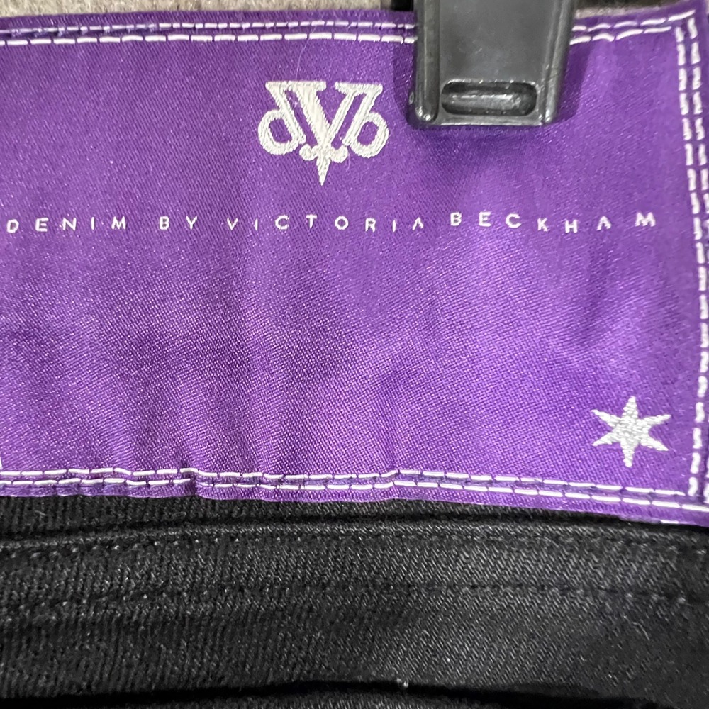 DENIM BY VICTORIA BECKHAM Black Cotton Blend Straight Leg Jeans Women Sz 28 READ - Picture 4 of 14